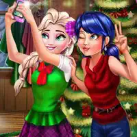 ladybug_and_elsa_xmas_selfie гульні