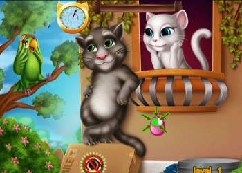 Talking Tom e Angela se beijando captura de tela do jogo